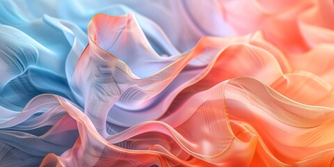 Obraz premium wallpaper abstract colors wave 3d cloth liquid smoke, orange blue, dark color, HD, 16:9, banner, website layout, template background