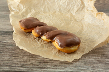 A view of a chocolate twist donut.