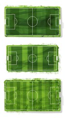 Football field. Soccer pitch scheme top, side and perspective view