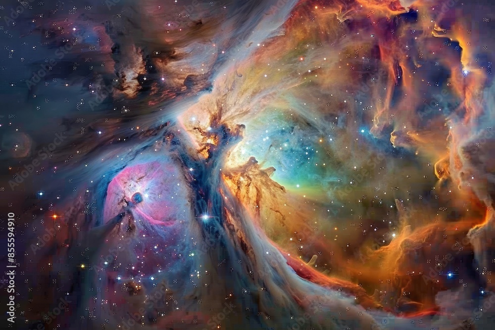 Canvas Prints a colorful space filled with countless stars shining brightly, a shimmering nebula bursting with vib