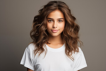 Fototapeta premium Portrait of a beautiful young woman smiling and looking at camera isolated on a white background