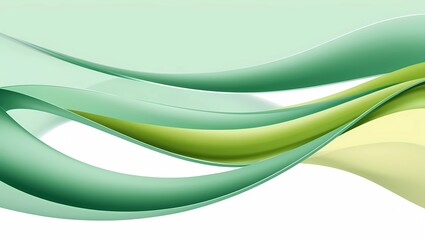 Abstract Flowing Waves with Fresh Green and Light Yellow Gradients