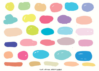 Cute vector speech bubble colorful set,Hand drawn set of speech bubbles with handwritten for book ,card, business, poster design. Vector illustration design for fashion fabrics, textile graphics