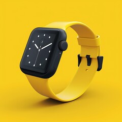 a yellow watch with a black square face