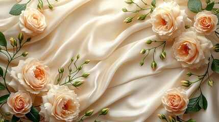 a white fabric with flowers