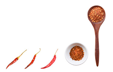 Set of dried red chili peppers isolated or on  transparent.
