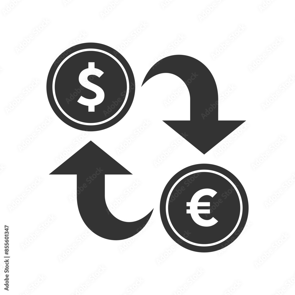 Wall mural Currency exchange graphic icon. Money conversion sign isolated on white background. Vector illustration - Wall murals