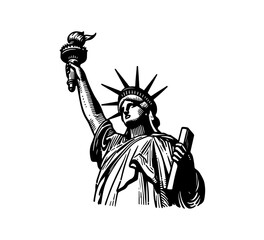 statue of liberty hand drawn vector vintage illustration
