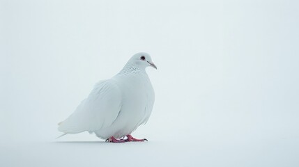 Serene White Dove in Minimalistic Style Photo | Ultra Details and Soft Colors in Natural Light | Isolated on Clean White Background