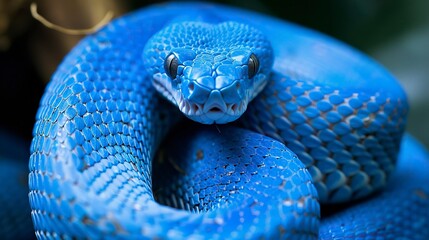 Fototapeta premium Slither blue snake, Snake drawing