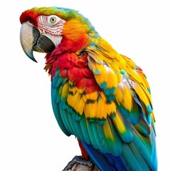 Fototapeta premium A parrot with vibrant, colorful plumage isolated on a white background