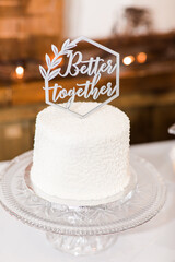 Elegant white wedding cake with 