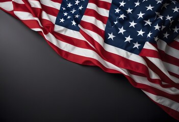Obraz premium United States flag on a dark background with text space. Concept of celebrating Labor Day