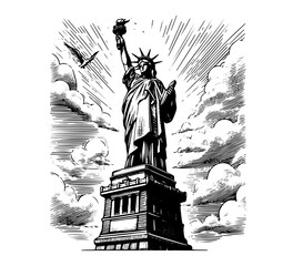 statue of liberty hand drawn vector vintage illustration