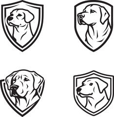 Labrador retriever black and white shield logo design