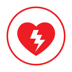 AED,automated external defibrillator aed sign with heart