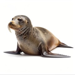 Naklejka premium A cute seal lounging on a white background, isolated for easy use in designs