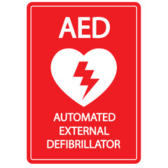 AED,automated external defibrillator aed sign with heart