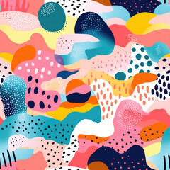 Naklejka premium seamless pattern with colorful dots, layered brushstrokes