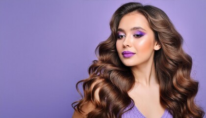 Fototapeta premium a beautiful woman with long brown curly hair