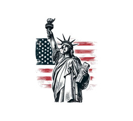 statue of liberty hand drawn vector vintage illustration