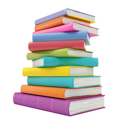Colorful stack of books isolated on a white background. Perfect for educational, reading, or study concepts.
