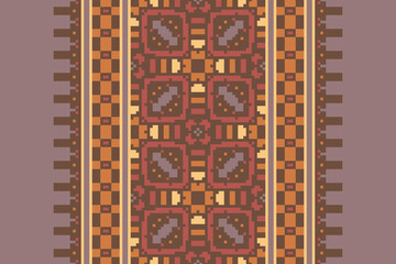 Seamless pattern in patchwork style. Embroidered print for carpet, textile, wallpaper, wrapping paper. Ethnic and tribal motifs. Handwork. Vector illustration.