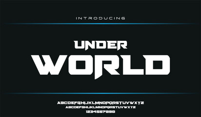 Under World abstract digital technology logo design font alphabet minimal modern urban fonts 