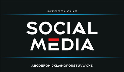 Social media abstract digital technology logo design font alphabet minimal modern urban fonts 