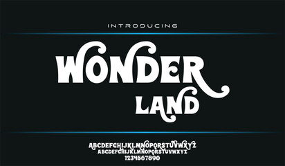 Wonder land abstract digital technology logo design font alphabet minimal modern urban fonts 