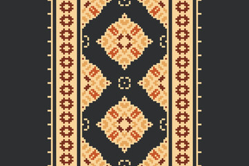 Seamless pattern in patchwork style. Embroidered print for carpet, textile, wallpaper, wrapping paper. Ethnic and tribal motifs. Handwork. Vector illustration.