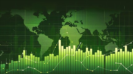 investment business background illustration, upward trend, rising market prices, forex, increasing currency value, crypto, digital sales, digital products, with graphic reports on computers, annual.
