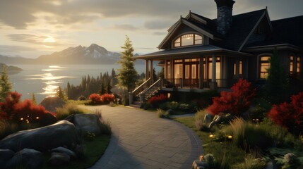 Fototapeta premium house illustration in ai generated 