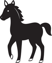 baby horse silhouette isolated on white background