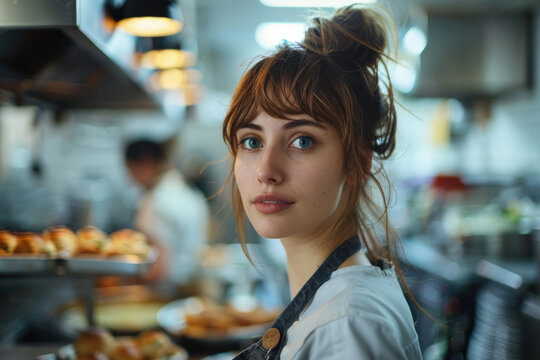 Young Chef in Bustling Kitchen