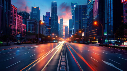 Fototapeta premium illustration modern and futuristic street of city