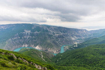 Obraz premium Sulak Canyon - a canyon in the valley of the Sulak River, the deepest canyon in Europe, Dagestan, Russia
