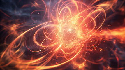 Fototapeta premium A dynamic abstract image featuring a swirling motion of fiery particles and lights