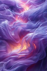 Obraz premium Abstract Flowing Layers of Purple and Pink Translucent Fabric with Warm Glowing Light and Futuristic Ethereal AtmosphereAbstract