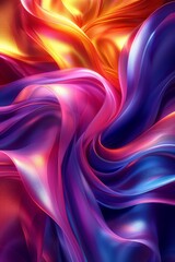 Obraz premium Vibrant Abstract Background with Flowing Multicolored Silk-Like Fabric in Shades of Pink, Orange, Yellow, and Purple Creating Dynamic Wave PatternsAbstract
