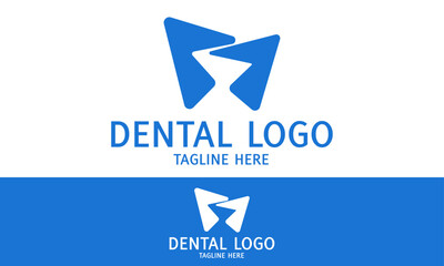 Blue Color Abstract Black and White Hill Dental Tooth Logo Design