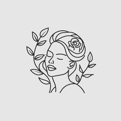 Beauty Woman Simple Line Icon Vector Art Illustration.