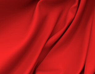 Beautiful Red Silk. Drapery Textile Background. Abstract Soft Elegant Color Satin