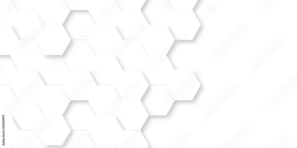 Wall mural vector white hexagonal background. luxury white pattern. vector illustration. 3d futuristic abstract