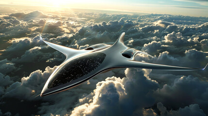 illustration ship or plane of futuristic