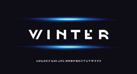 Winter Creative simple modern urban alphabet font. Digital abstract futuristic, logo, music, sport, minimal technology typography. Simple numeric vector illustration