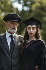 A happy couple celebrating their academic achievement, suitable for congratulatory messages or university events