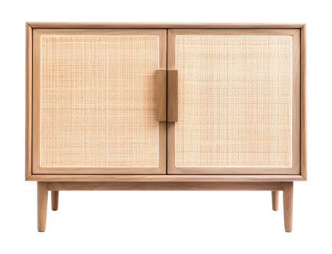 PNG Geometric rattan cabinet sideboard furniture cupboard.