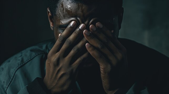 A person hiding their face with their hands, possibly due to embarrassment or shame