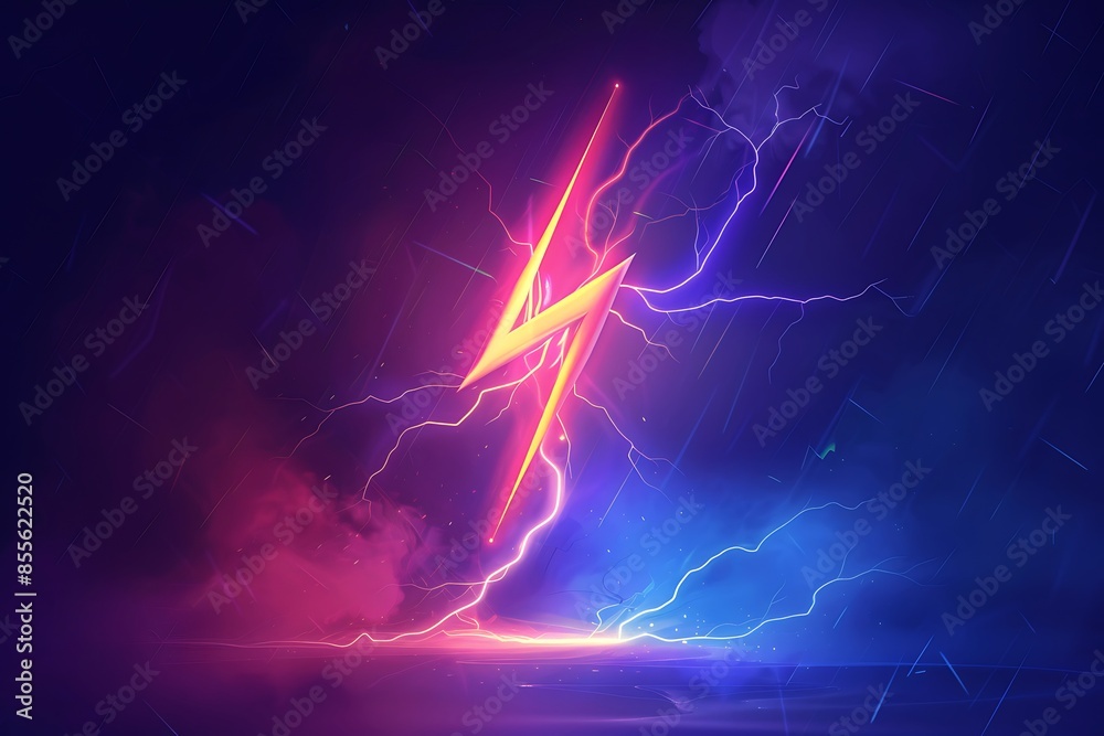 Wall mural A vibrant glyph that captures the dynamic energy of a lightning bolt